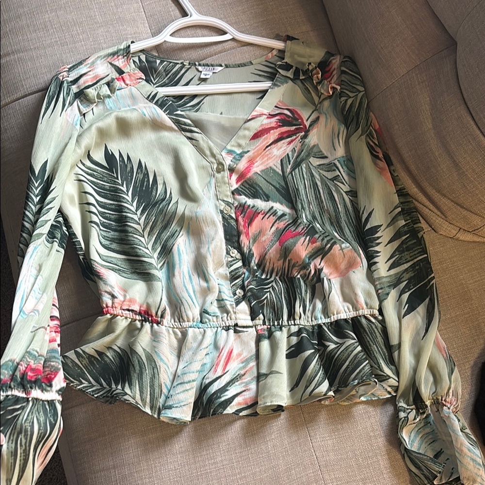 Floral Green and Pink Women's Top